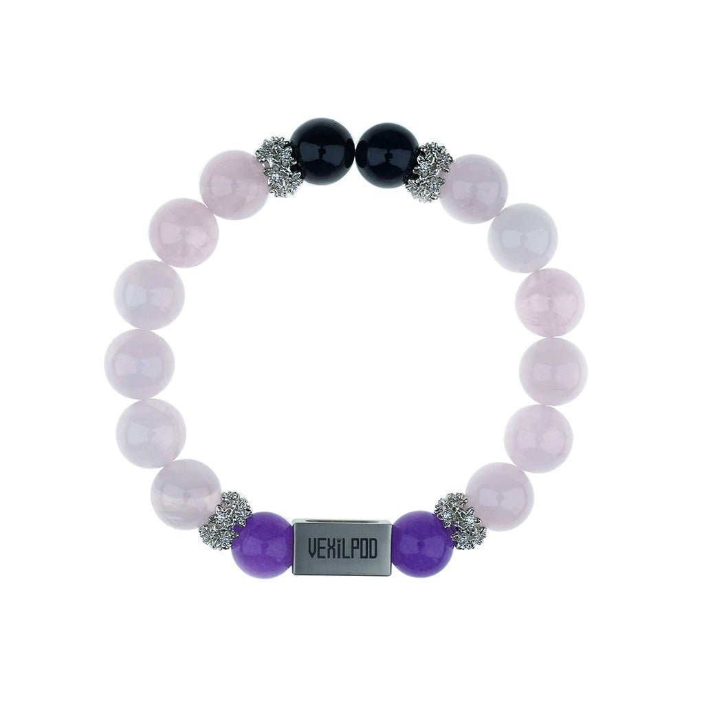 10mm natural pink crystal party titanium steel bracelet - vexilpod