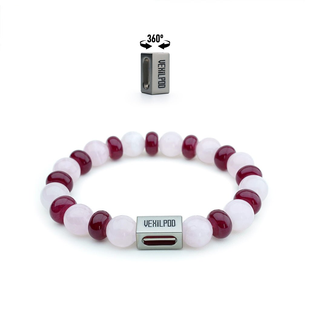10mm natural pink crystal titanium steel bracelet - vexilpod