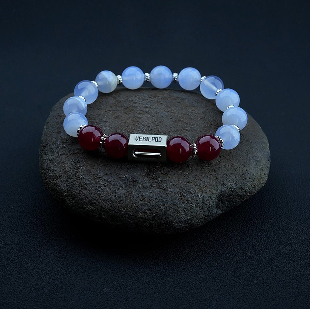 10mm natural purple agate women's titanium steel bracelet - vexilpod