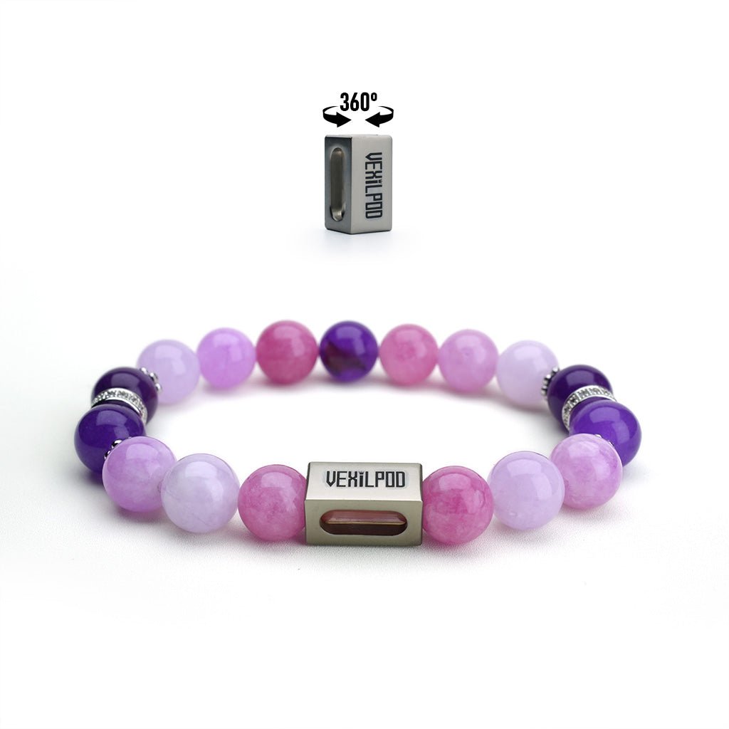 10mm natural purple dragon crystal sunday titanium steel bracelet - vexilpod