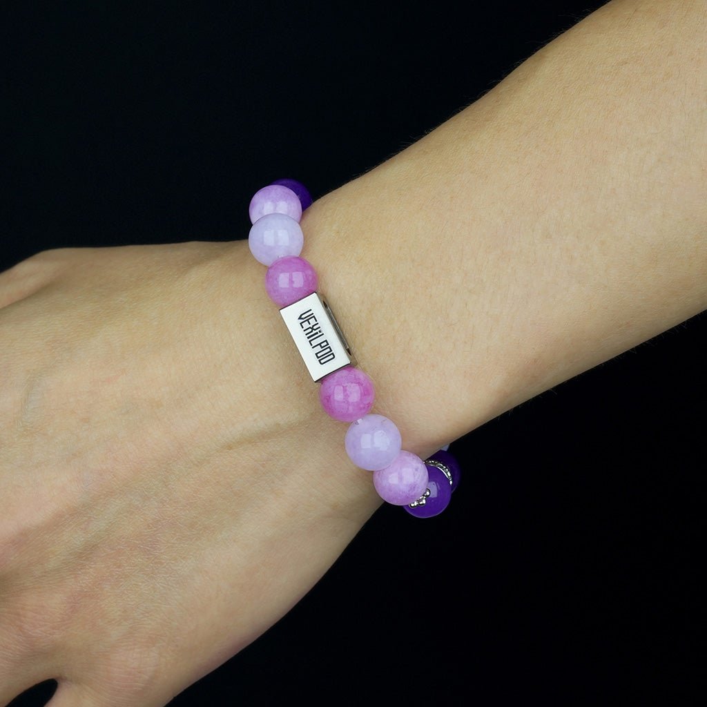 10mm natural purple dragon crystal sunday titanium steel bracelet - vexilpod