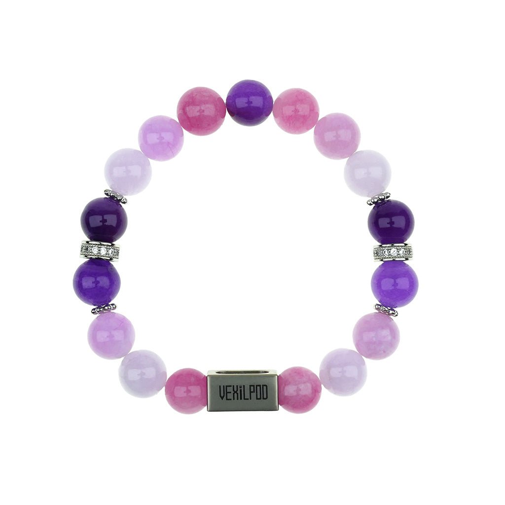 10mm natural purple dragon crystal sunday titanium steel bracelet - vexilpod