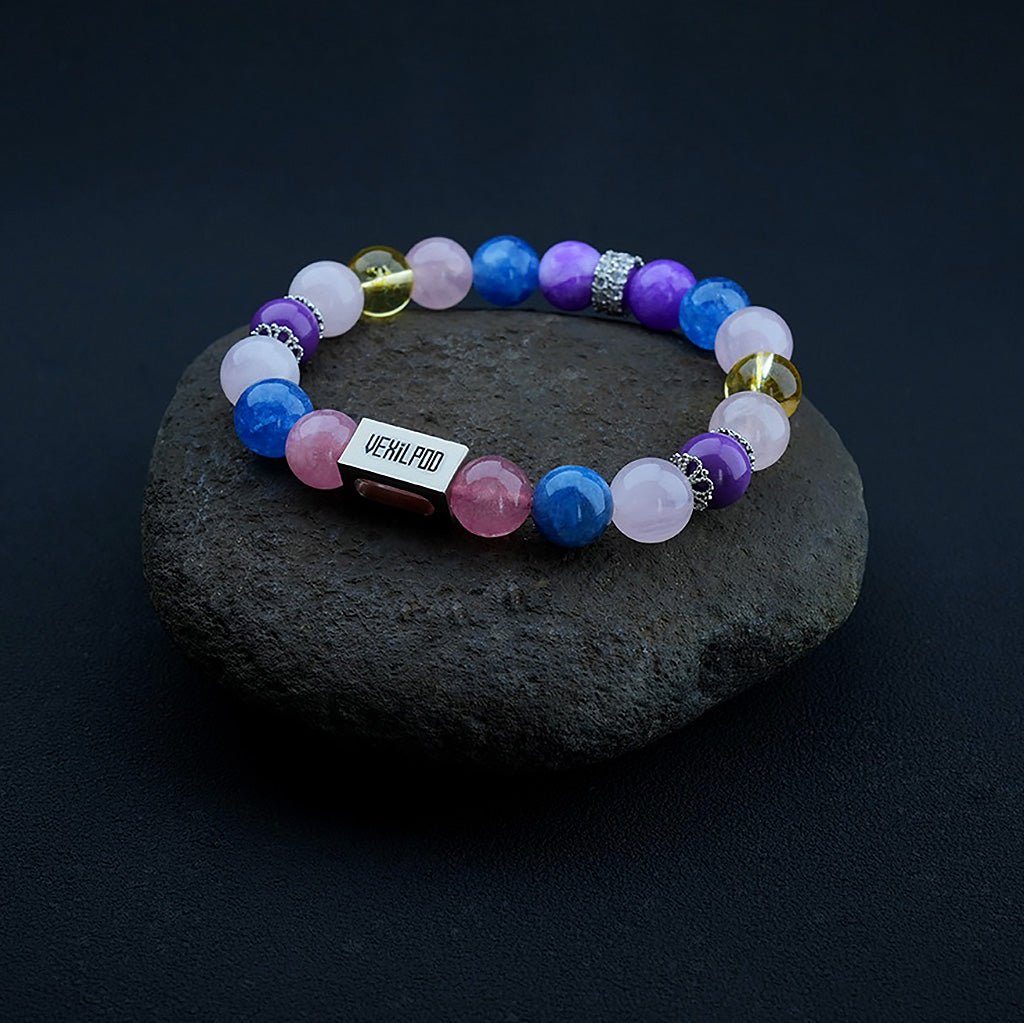 10mm natural purple mica crystal gentle titanium steel bracelet - vexilpod
