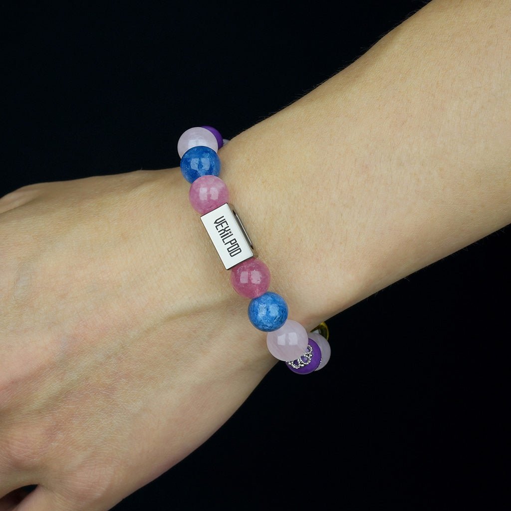 10mm natural purple mica crystal gentle titanium steel bracelet - vexilpod