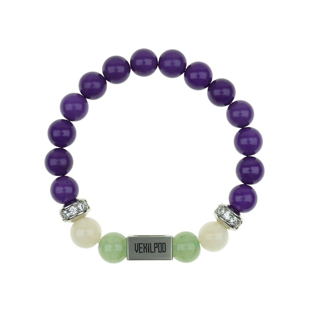 10mm natural purple mica gemstone february titanium steel bracelet - vexilpod