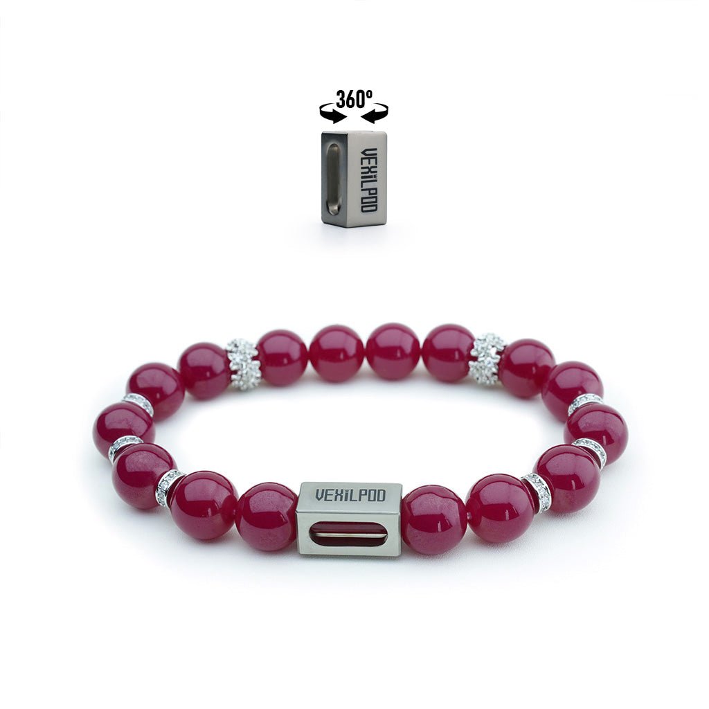 10mm natural red corundum gemstone Party titanium steel bracelet - vexilpod