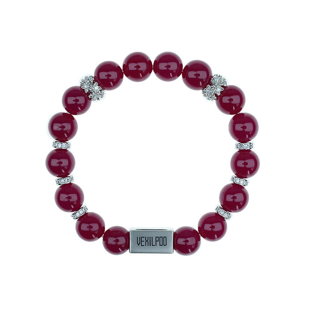 10mm natural red corundum gemstone Party titanium steel bracelet - vexilpod