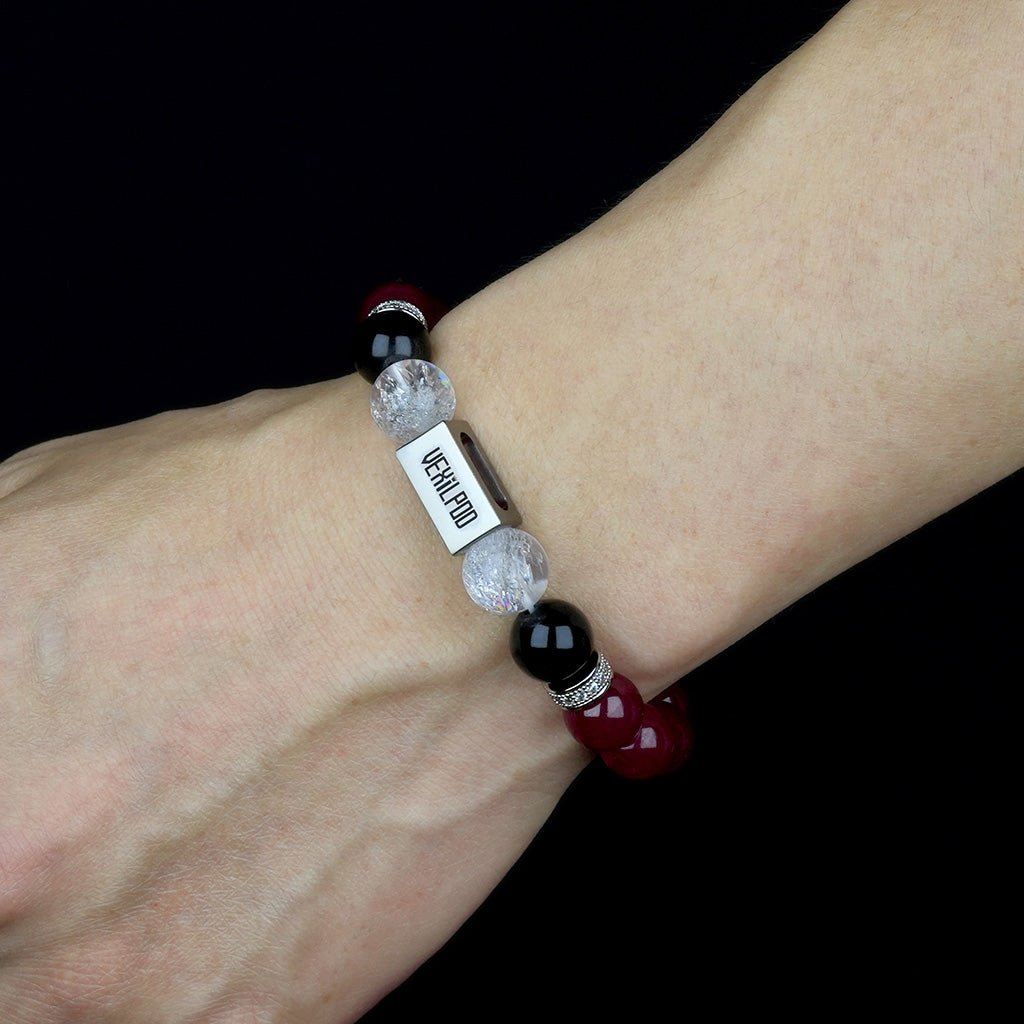 10mm natural ruby july titanium steel bracelet - vexilpod