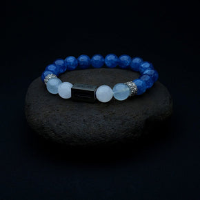 10mm natural sapphire september titanium steel bracelet - vexilpod