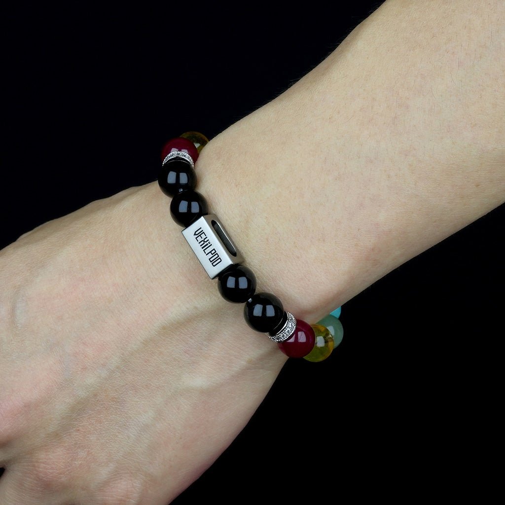 10mm natural silver obsidian sexy titanium steel bracelet - vexilpod