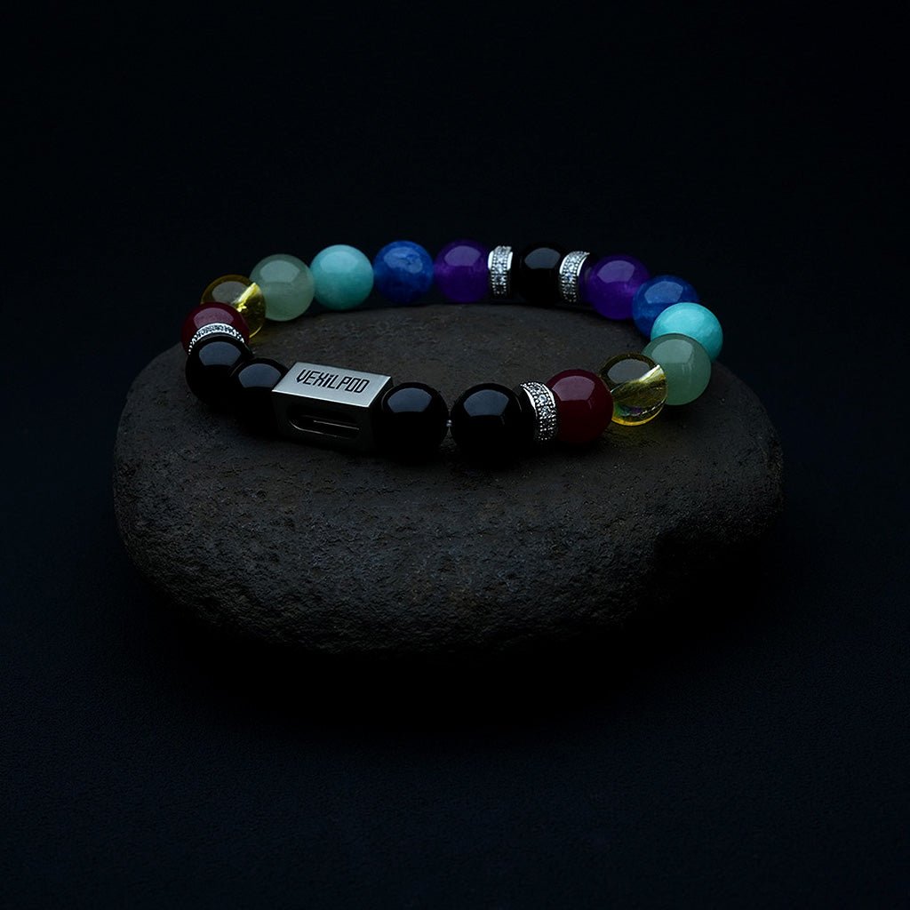 10mm natural silver obsidian sexy titanium steel bracelet - vexilpod