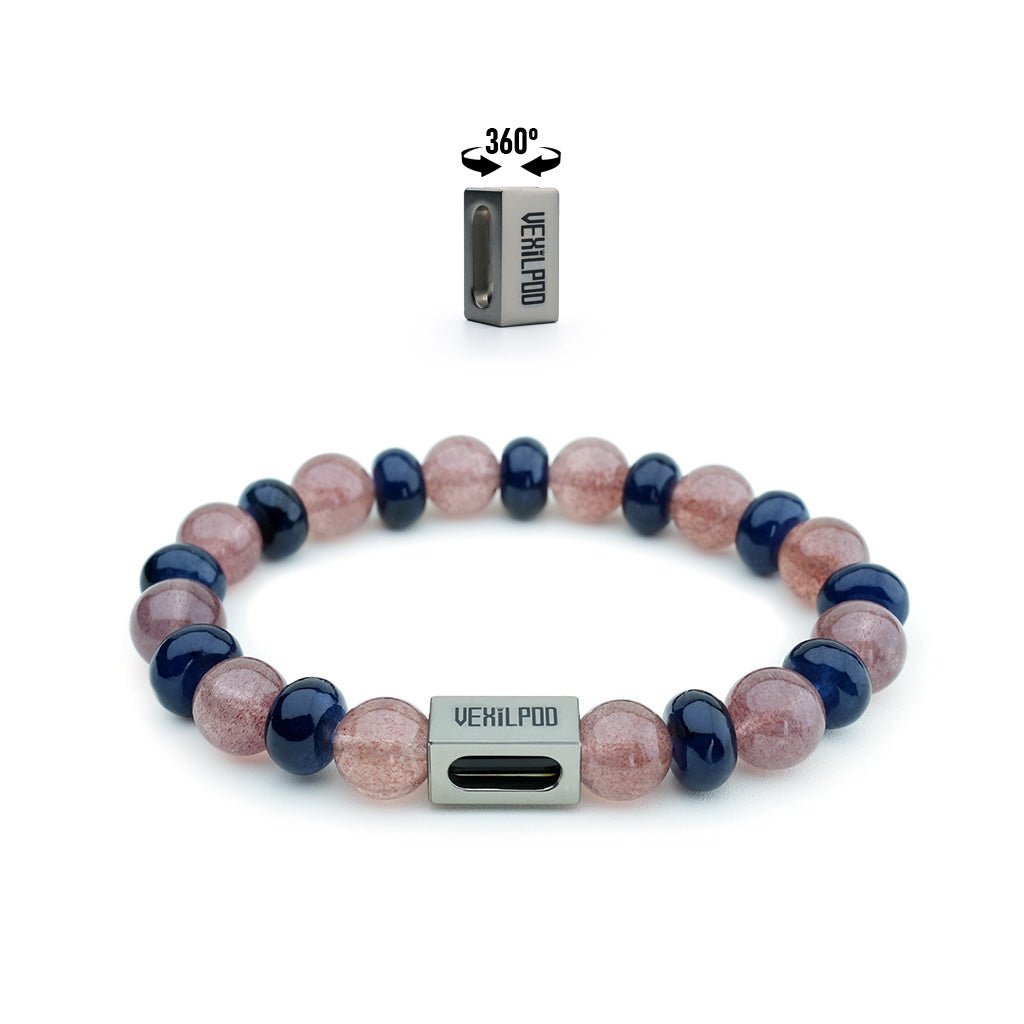 10mm natural strawberry crystal titanium steel bracelet - vexilpod