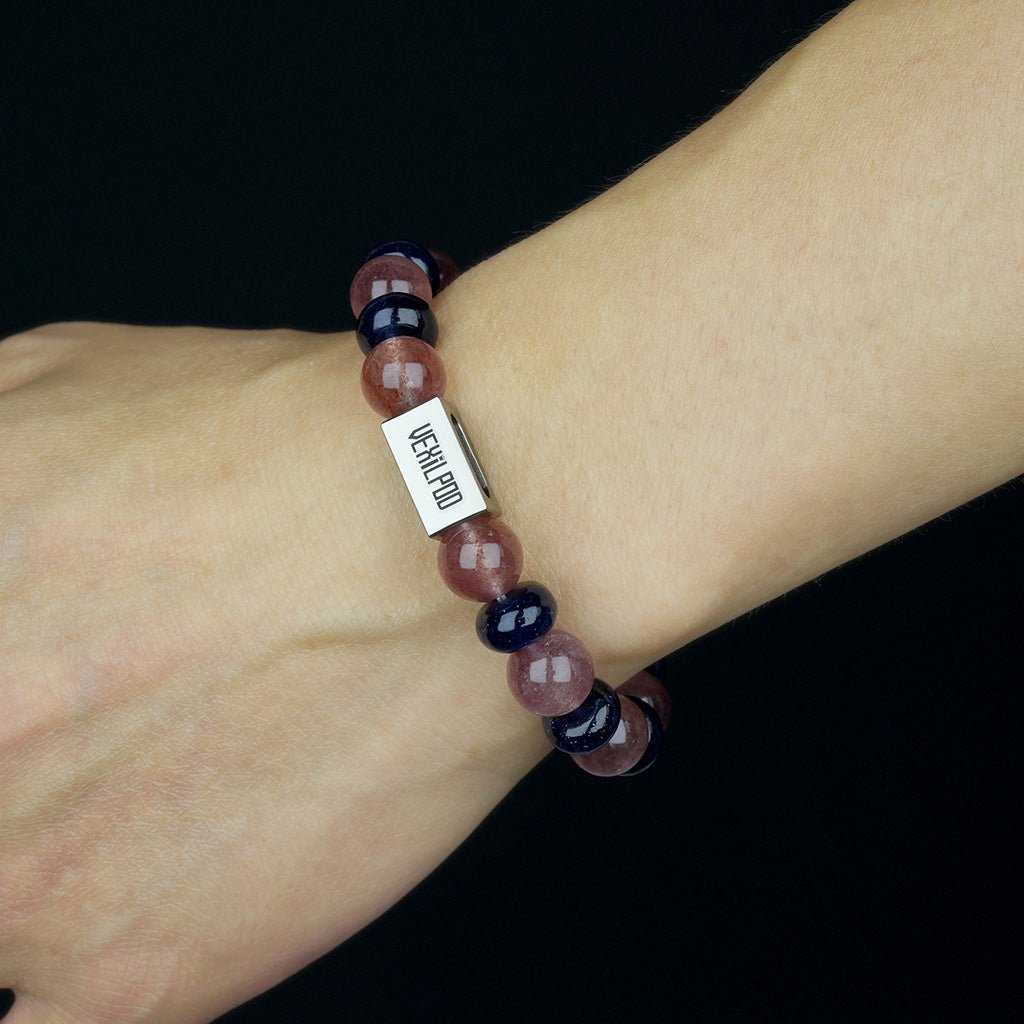 10mm natural strawberry crystal titanium steel bracelet - vexilpod