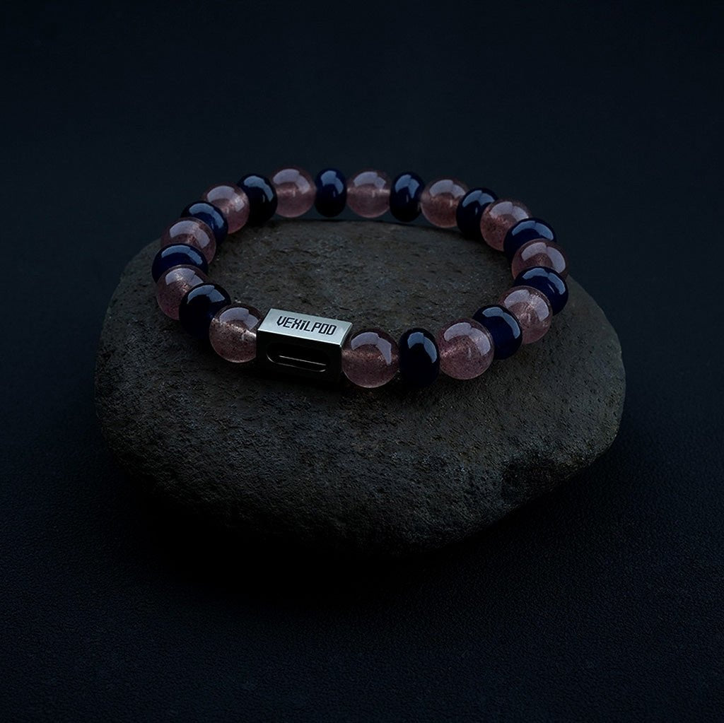 10mm natural strawberry crystal titanium steel bracelet - vexilpod