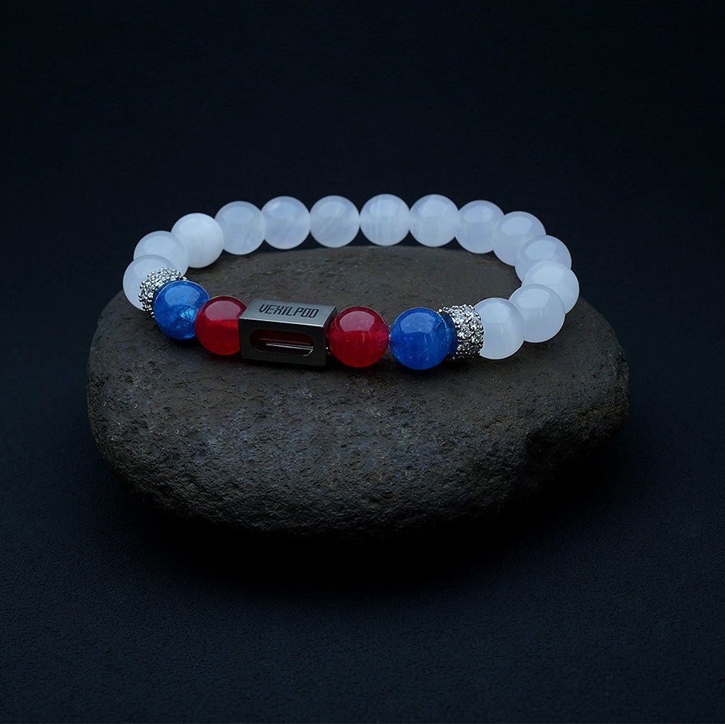 10mm natural white crystal april titanium steel bracelet - vexilpod