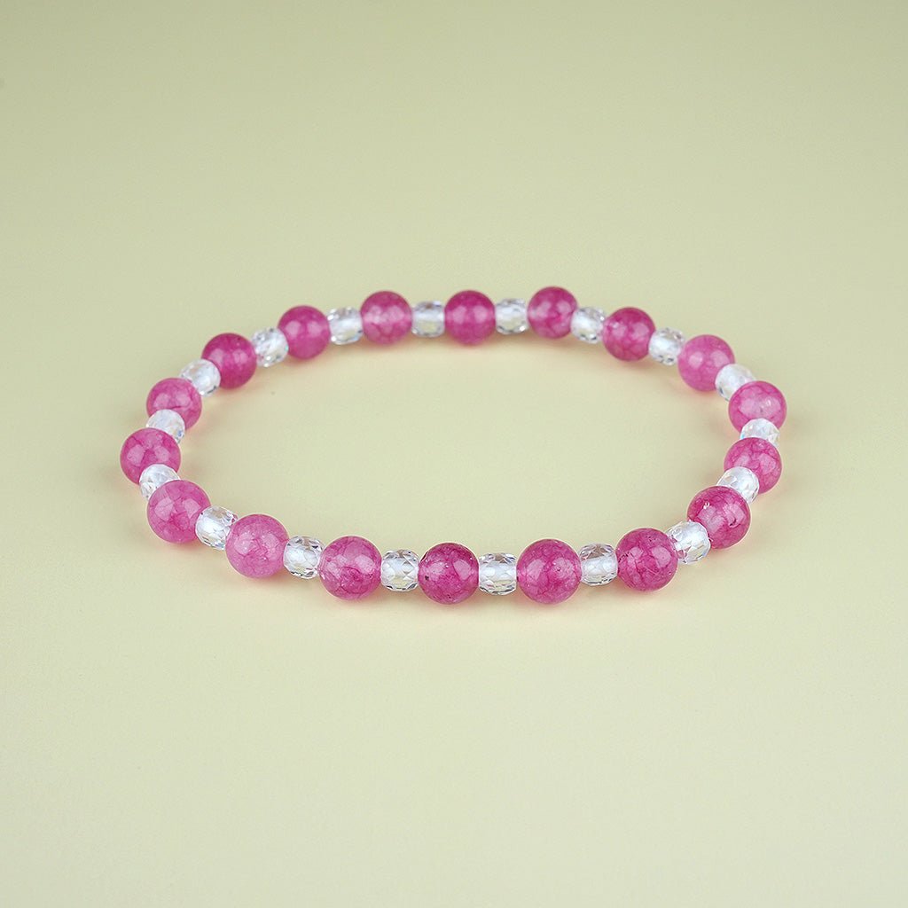 6mm natural magenta chalcedony parent - child set titanium steel bracelet - vexilpod