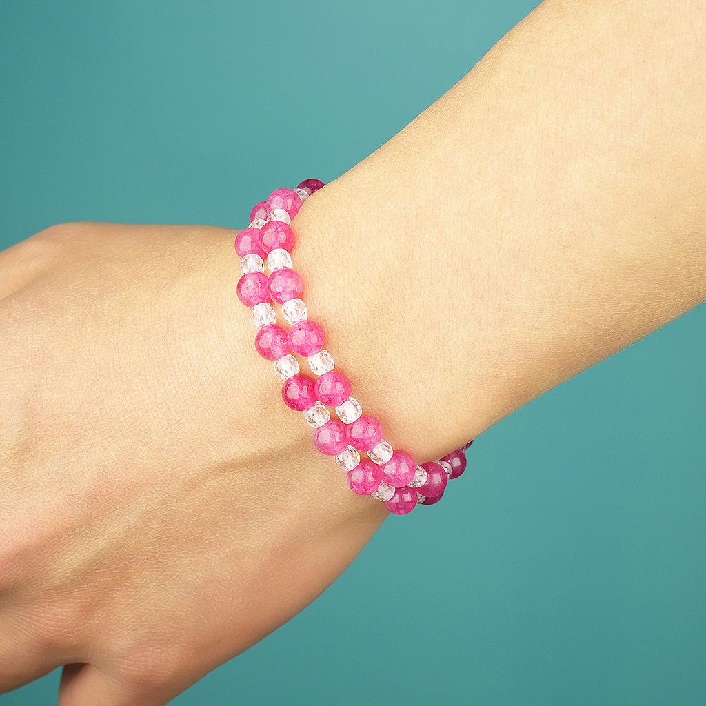 6mm natural magenta chalcedony parent - child set titanium steel bracelet - vexilpod