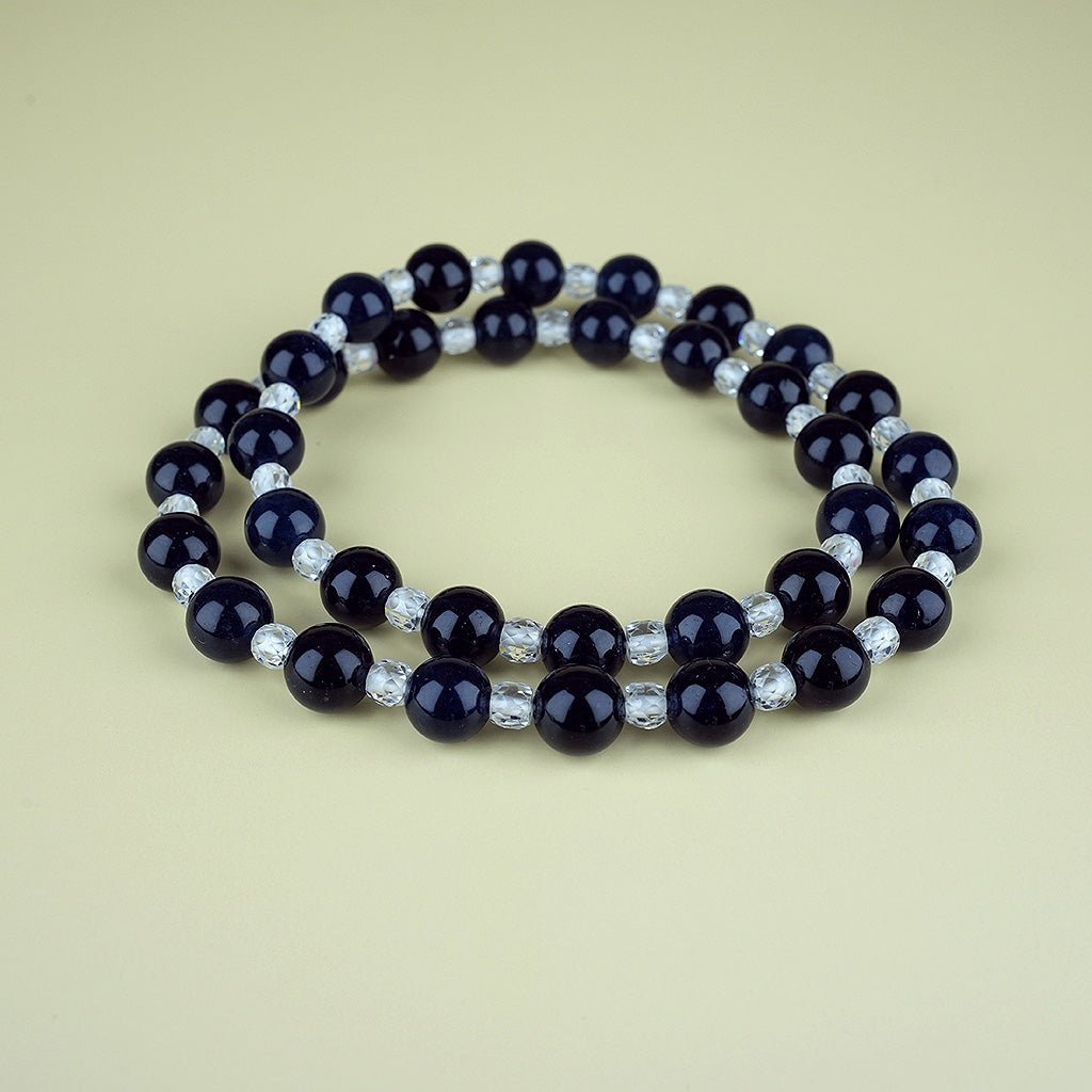 8mm natural black crystal parent - child set titanium steel bracelet - vexilpod