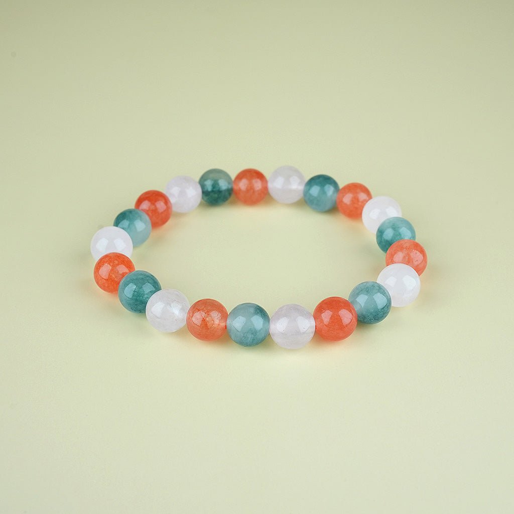 8mm natural chalcedony parent - child set titanium steel bracelet - vexilpod