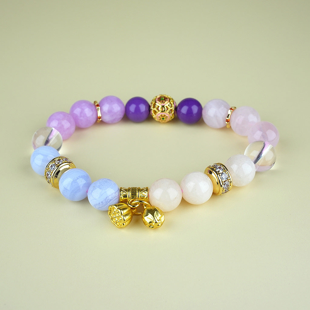 10mm natural amethyst lively titanium steel bracelet