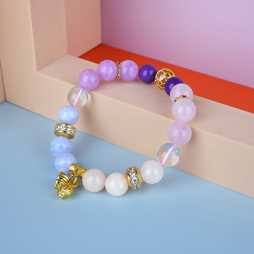 10mm natural amethyst lively titanium steel bracelet