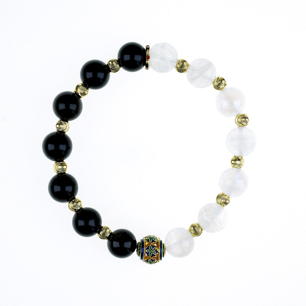 10mm natural blue moonlight crystal hip-hop titanium steel bracelet