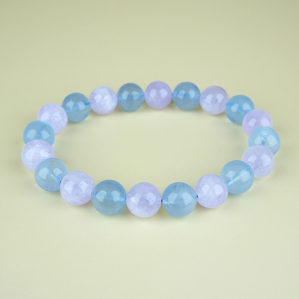 10mm natural aquamarine pure titanium steel bracelet