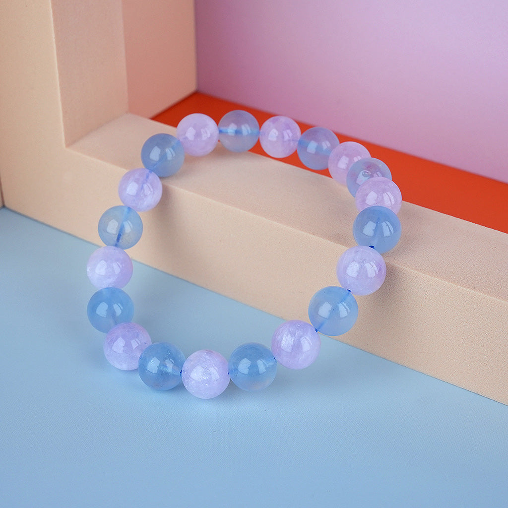10mm natural aquamarine pure titanium steel bracelet