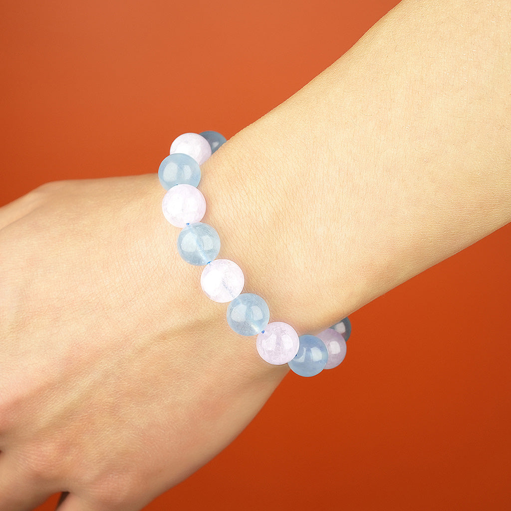 10mm natural aquamarine pure titanium steel bracelet