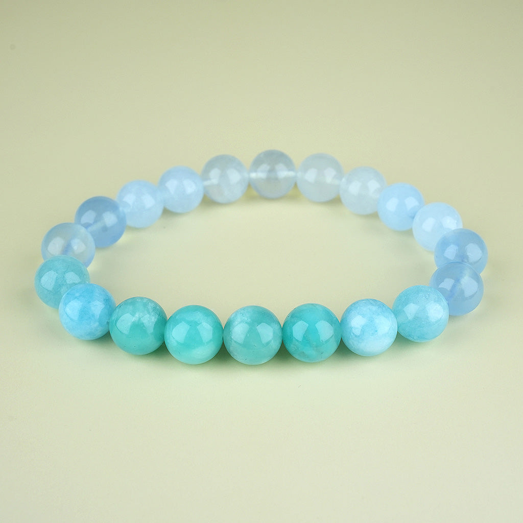10mm natural amazonite blue crystal ocean-type titanium steel bracelet