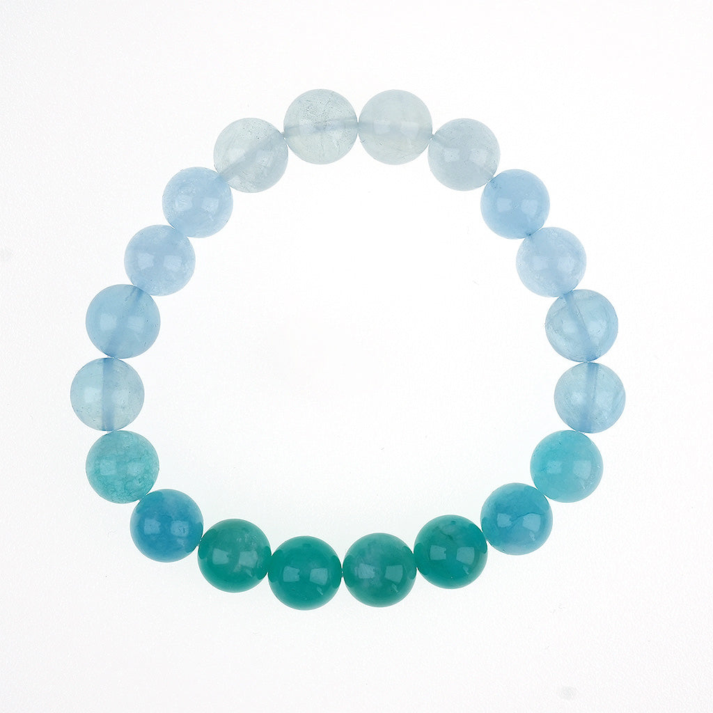 10mm natural amazonite blue crystal ocean-type titanium steel bracelet