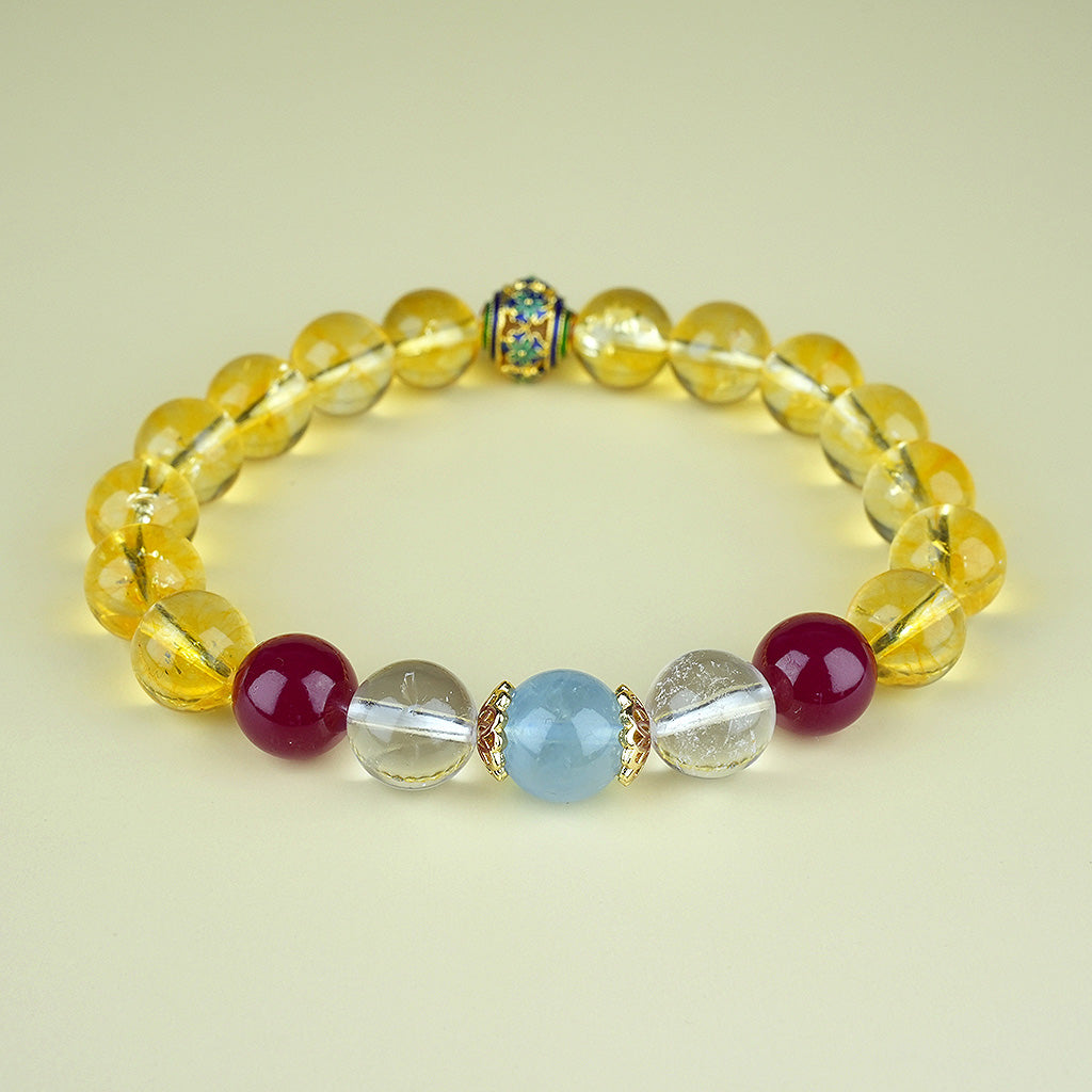10mm natural citrine beach-shaped titanium steel bracelet