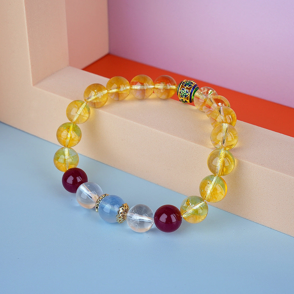 10mm natural citrine beach-shaped titanium steel bracelet