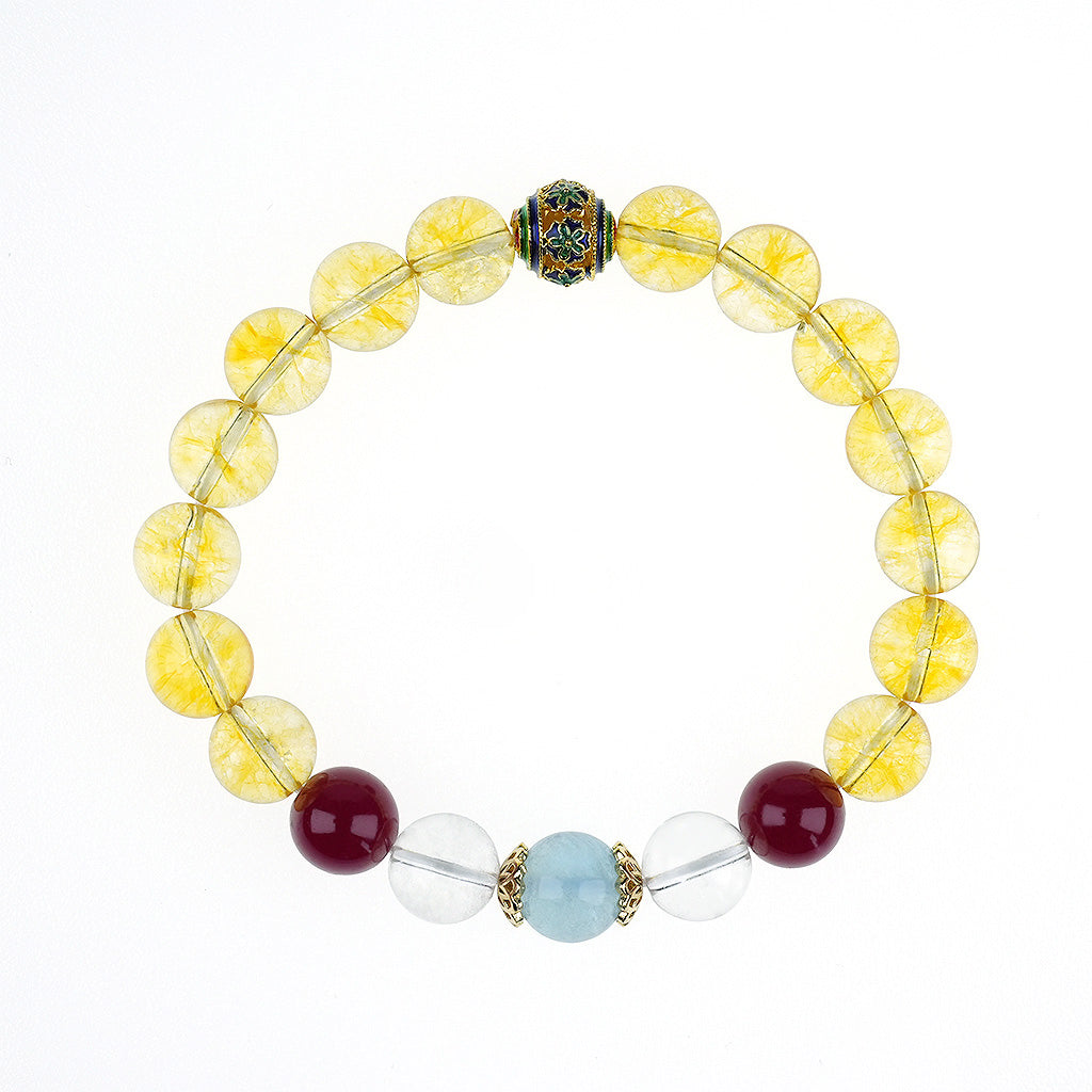 10mm natural citrine beach-shaped titanium steel bracelet