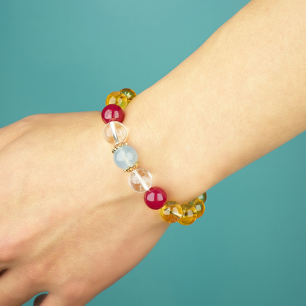 10mm natural citrine beach-shaped titanium steel bracelet