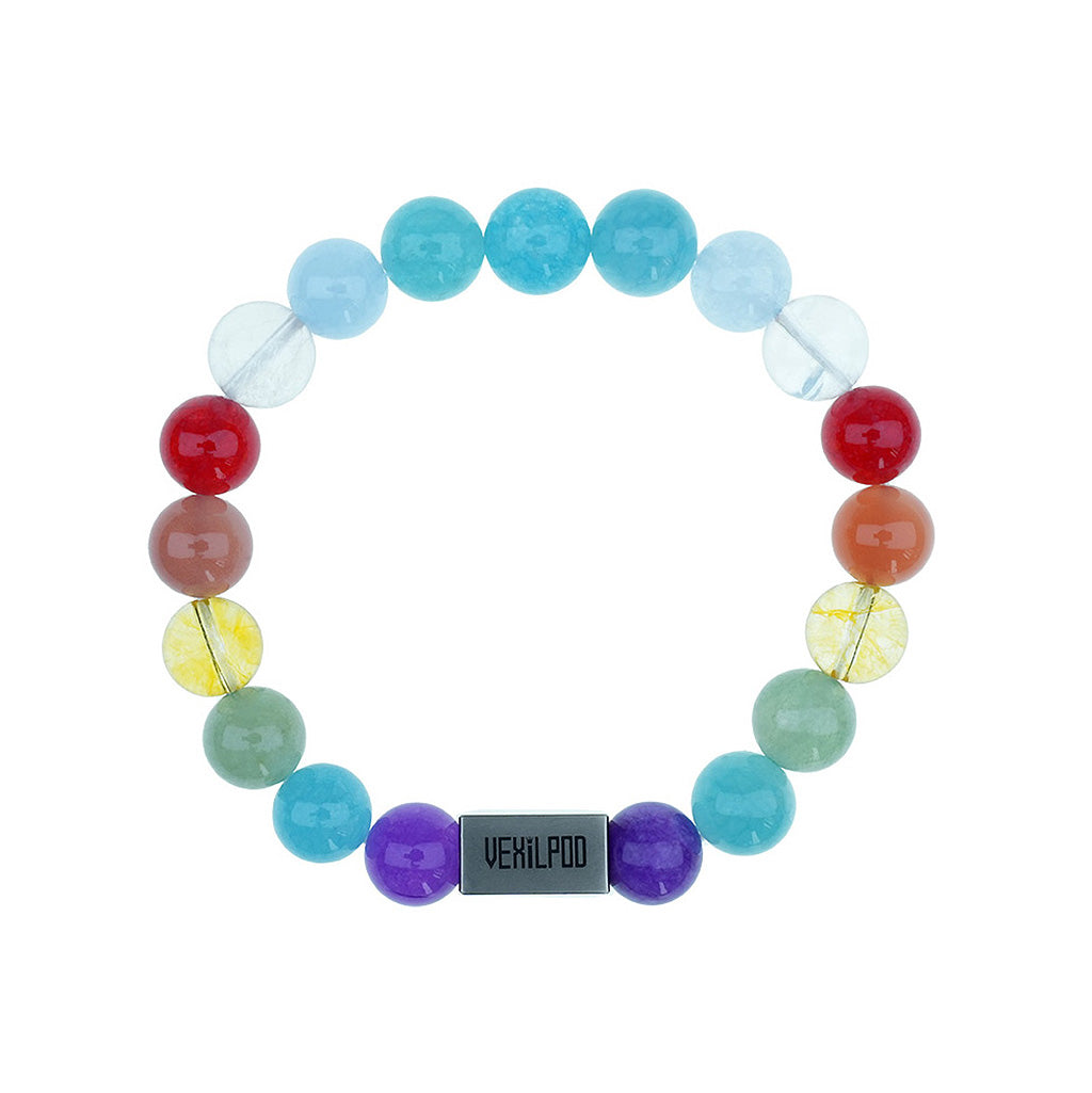 10mm Natural colored crystal rainbow titanium steel  bracelet