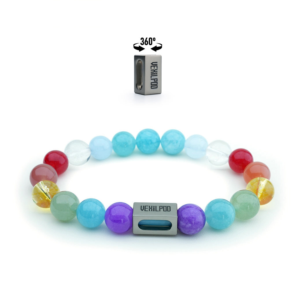 10mm Natural colored crystal rainbow titanium steel  bracelet