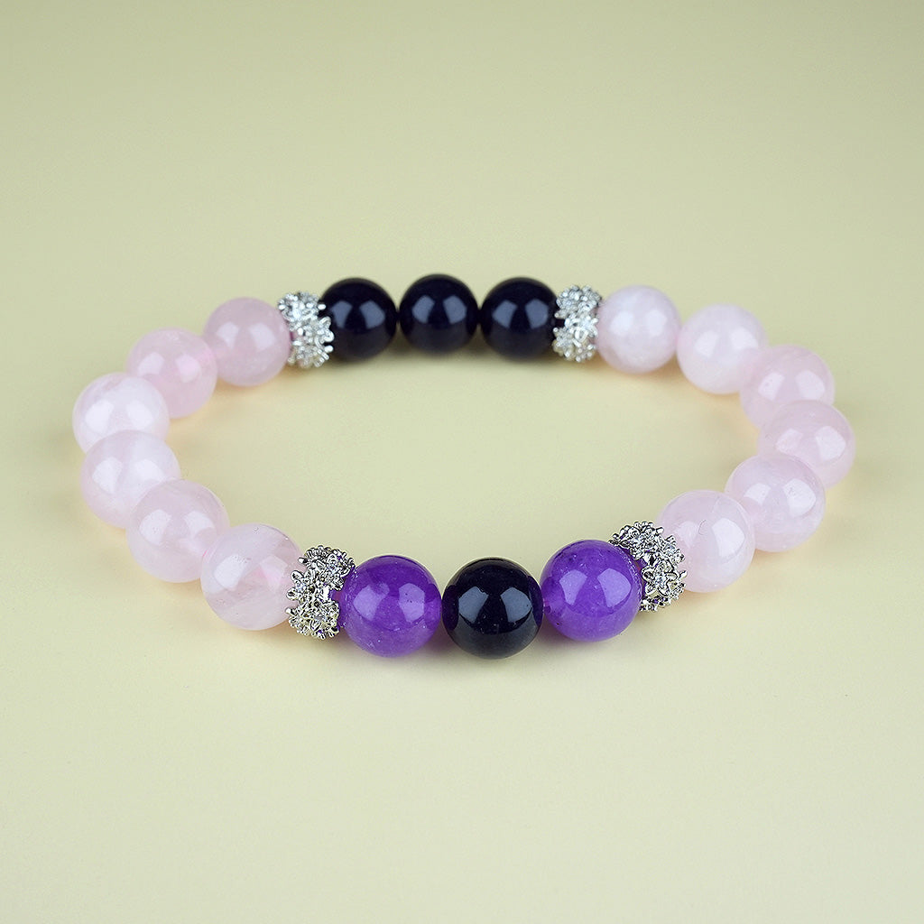10mm natural pink crystal party titanium steel bracelet