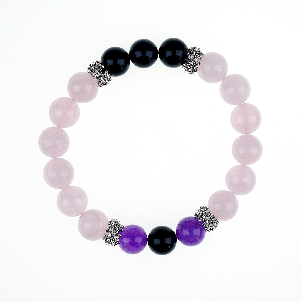 10mm natural pink crystal party titanium steel bracelet