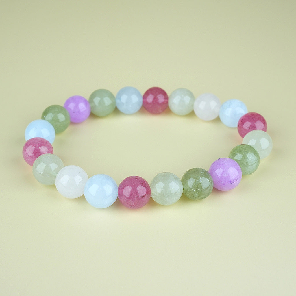 10mm natural colored chalcedony beads party titanium steel bracelet