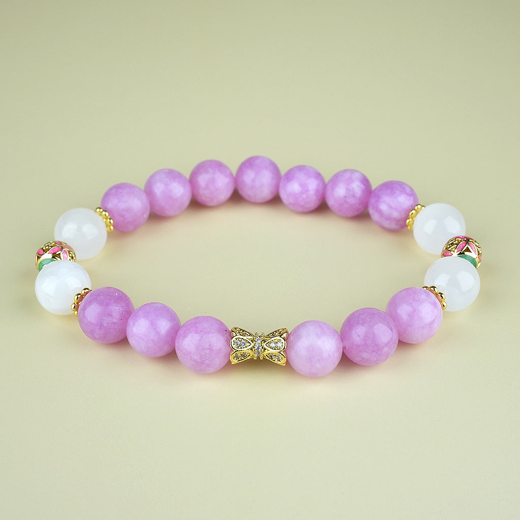 10mm natural amethyst monday titanium steel bracelet