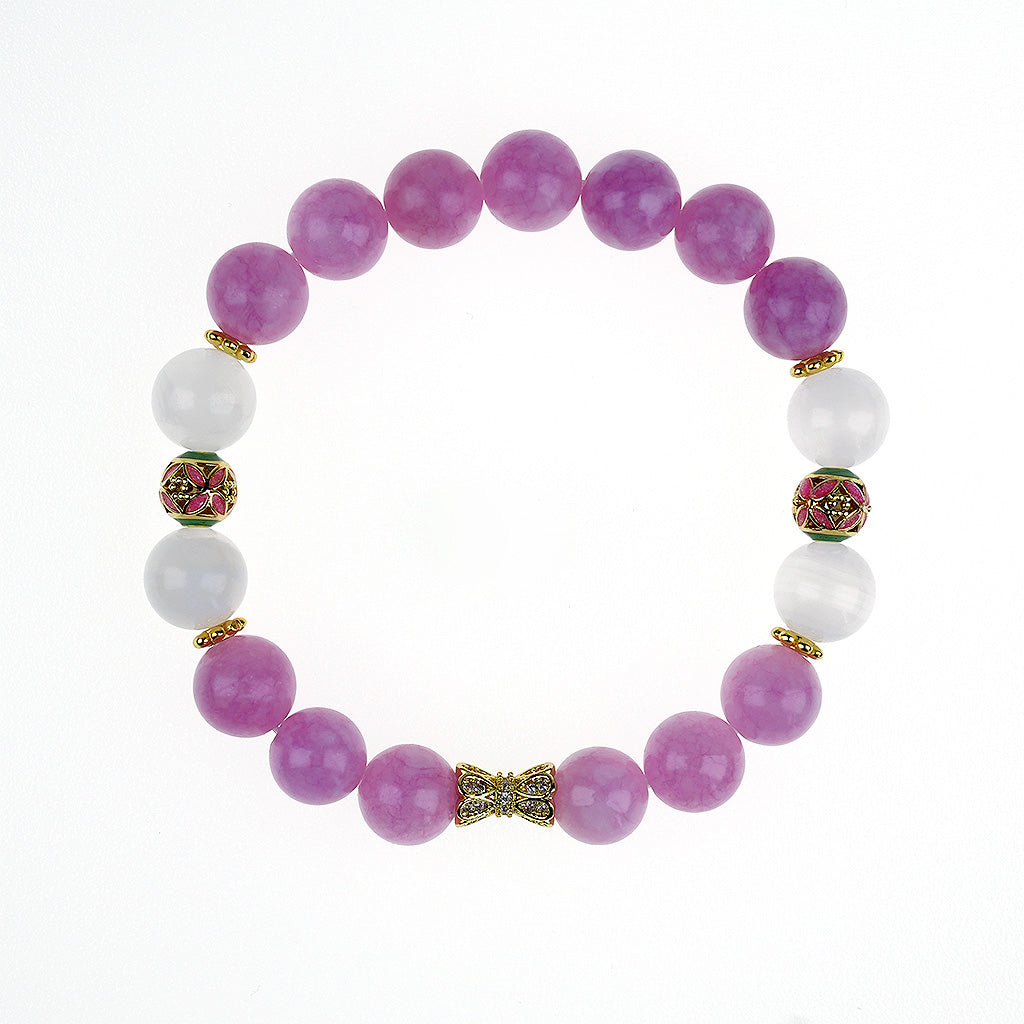 10mm natural amethyst monday titanium steel bracelet