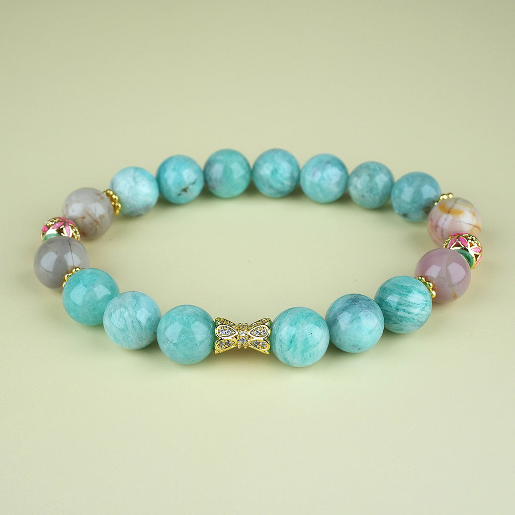 10mm natural amazonite thursday titanium steel bracelet