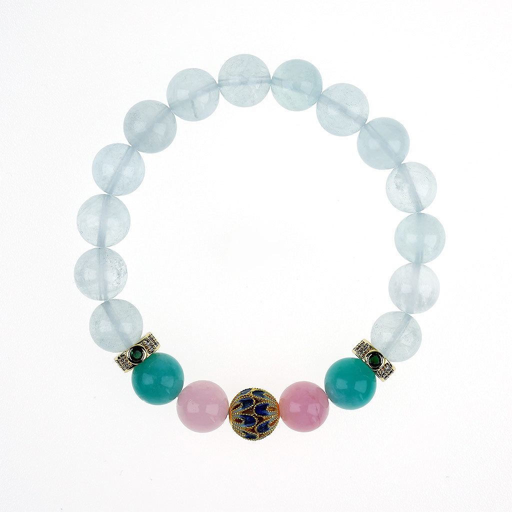 10mm natural aquamarine march titanium steel bracelet