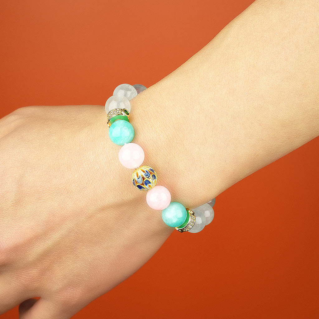 10mm natural aquamarine march titanium steel bracelet