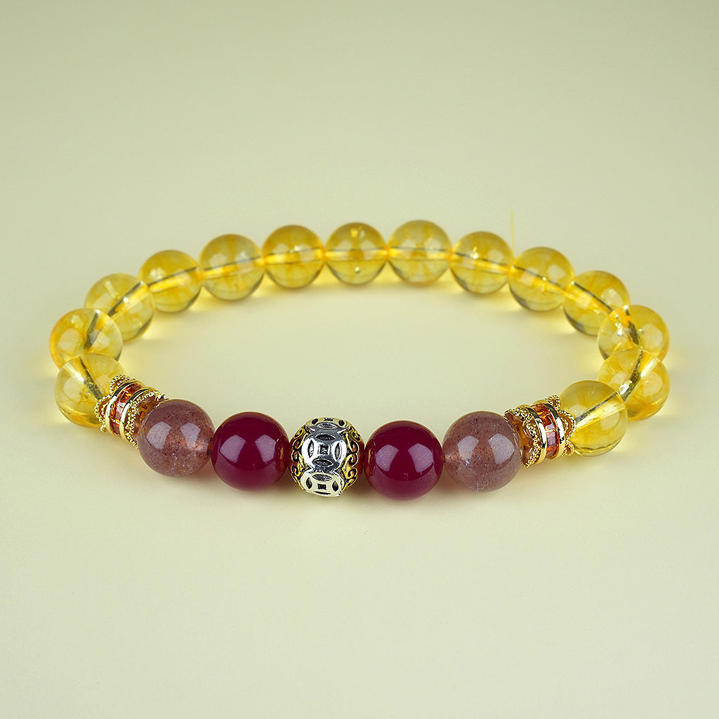 10mm natural citrine november titanium steel bracelet