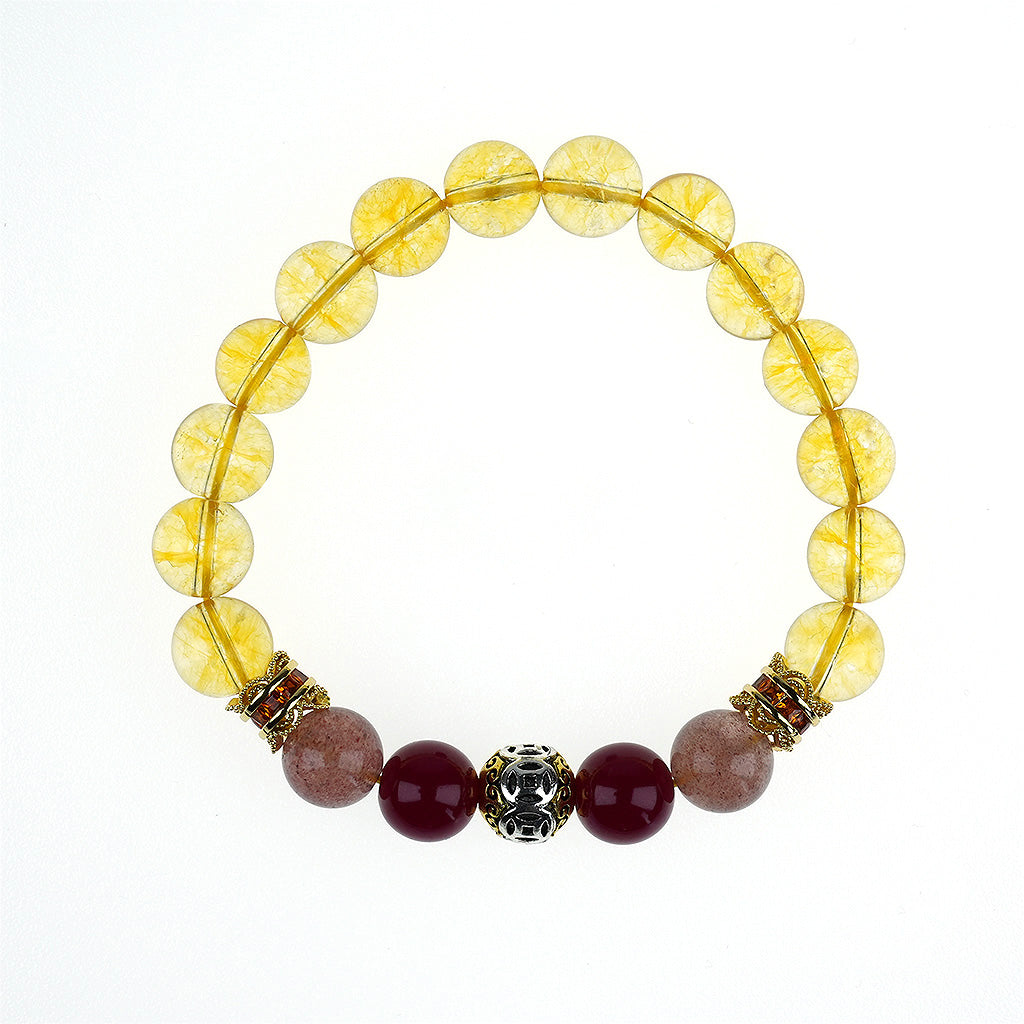 10mm natural citrine november titanium steel bracelet