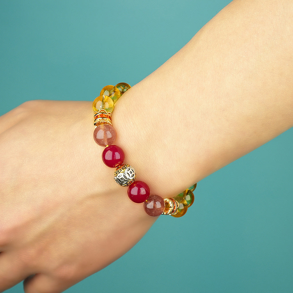 10mm natural citrine november titanium steel bracelet