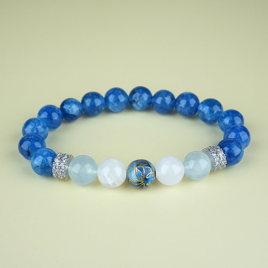 10mm natural sapphire september titanium steel bracelet