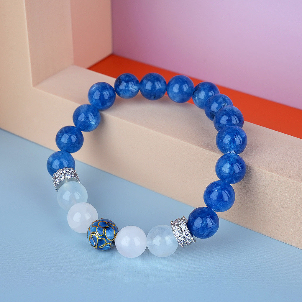 10mm natural sapphire september titanium steel bracelet